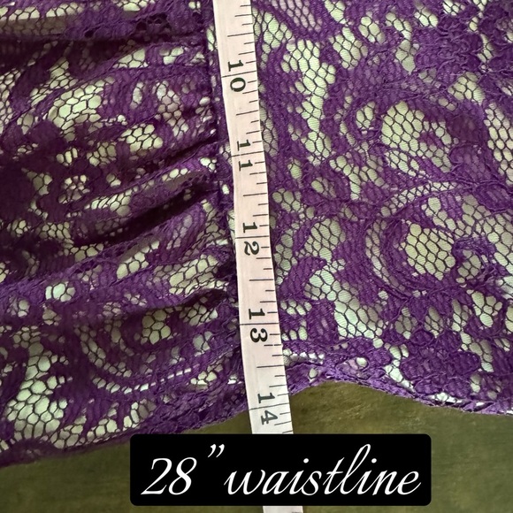 Yellow Star Womens Plum Lace Nude Maxi Off Shoulder Dress Size M USA MADE - Picture 12 of 14